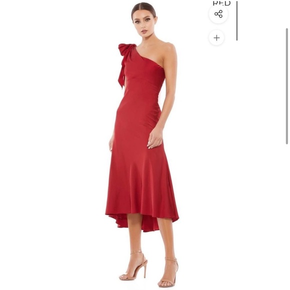 Mac Duggal Dresses & Skirts - NWT IEENA MAC DUGGAL SATIN ONE
SHOULDER MIDI DRESS SZ 12